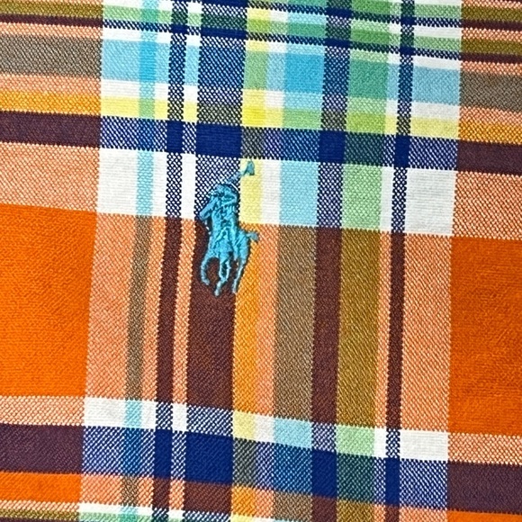 Polo Ralph Lauren Orange Plaid Mens Button Down Long Sleeve Shirt - Picture 4 of 6